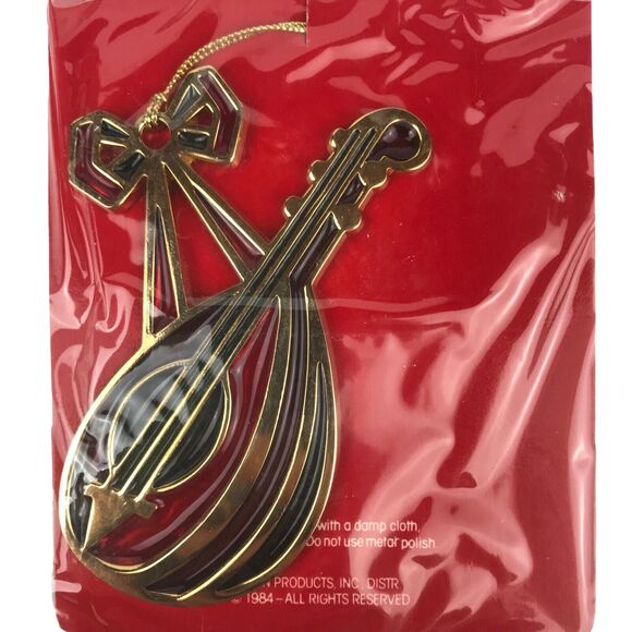 NOS Vintage Avon Mandolin Christmas Ornament Snow Fantasy Jewel Tone 1984 - Picture 3 of 3